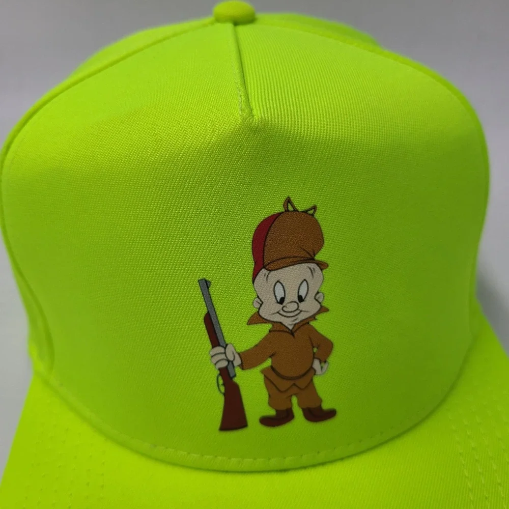 Elmer Fudd Hat Snapback Neon Green Looney Tunes Hunting Logo Cartoon Novelty Men